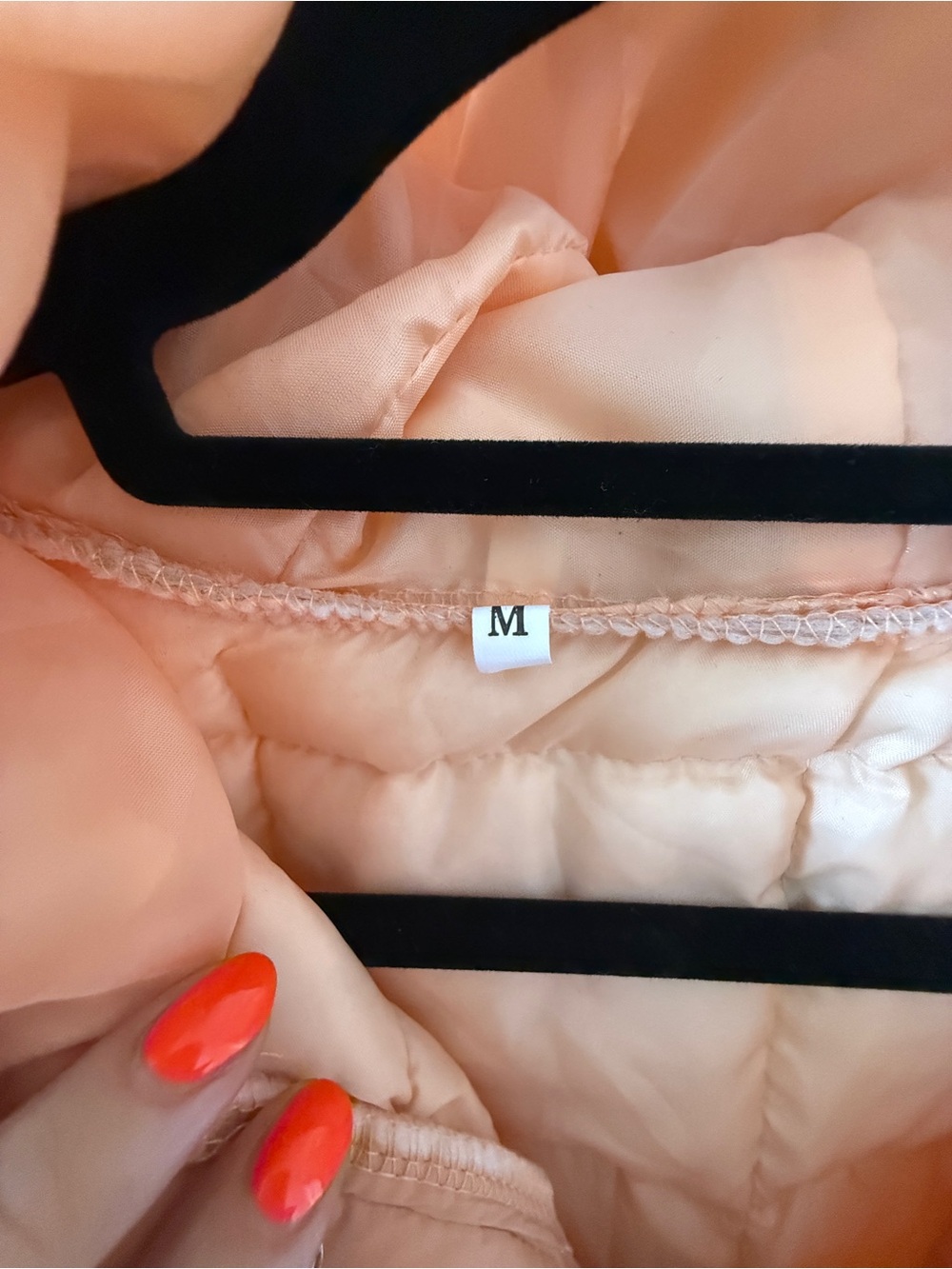 Women's Quilted Hooded Pullover Puffer Jacket - Peach - Picture 5 of 7